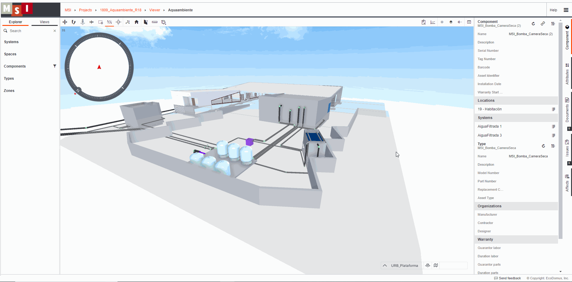 Imagen  3. Interfaz de visualizador 3D de EcoDomus. Fuente propia.